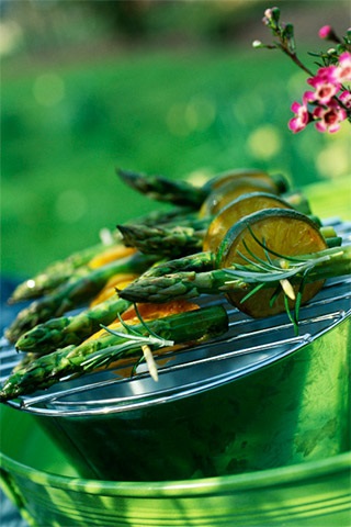 CAUVIN - Brochettes d'asperges vertes aux deux citrons - Huile COLZA & OLIVE - (c) Paquin Photocuisine TerroirEvasion.com